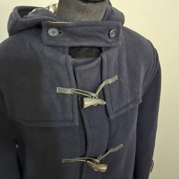 Womens Burberry Over Sized Navy Blue Wool Duffle Coat Sz M - Picture 6 of 12